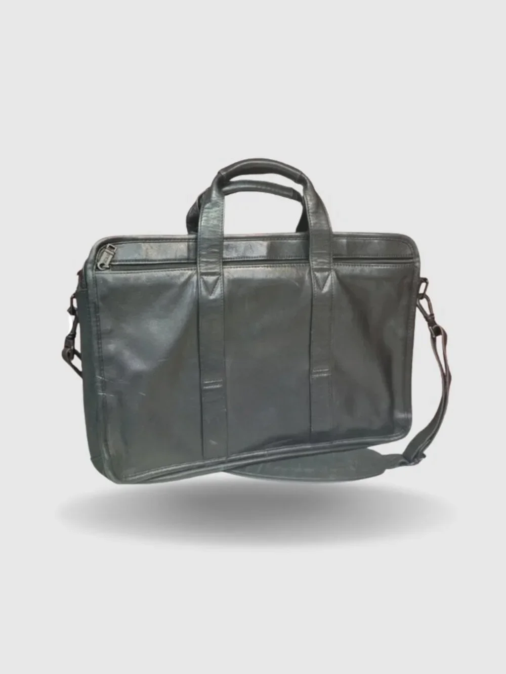 TUMI Style #904D Expandable Organizer Briefcase Black Full-Grain Napa Leather
